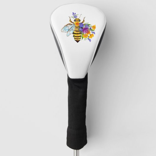 Bloem bij met wilde planten golfheadcover (Voorkant)