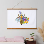 Bloem bij met wilde planten hangend wandkleed (Slaapkamer)