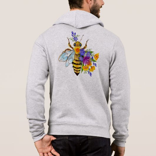 Bloem bij met wilde planten hoodie (Achterkant)
