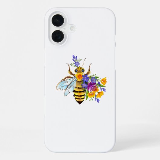 Bloem bij met wilde planten iPhone hoesje (Achterkant)