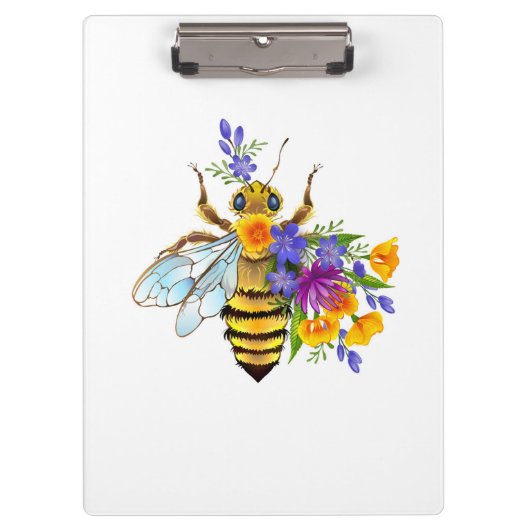 Bloem bij met wilde planten klembord (Voorkant)