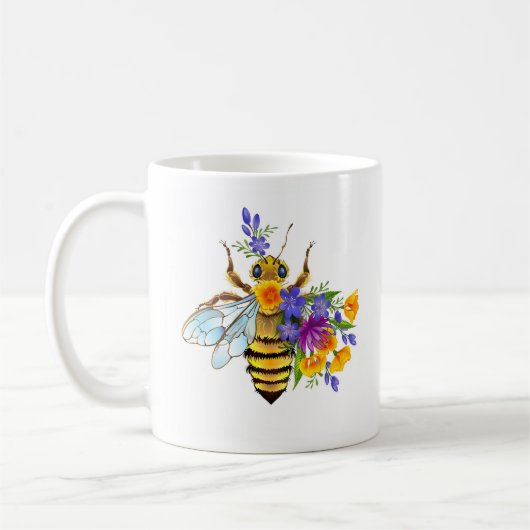 Bloem bij met wilde planten koffiemok (Links)