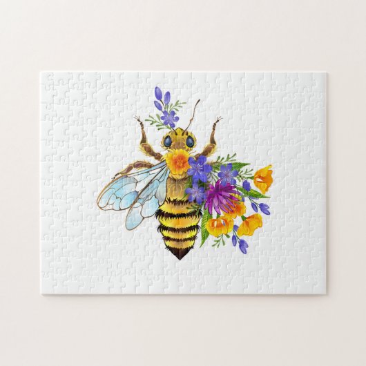 Bloem bij met wilde planten legpuzzel (Horizontaal)
