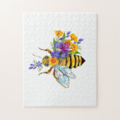 Bloem bij met wilde planten legpuzzel (Verticaal)