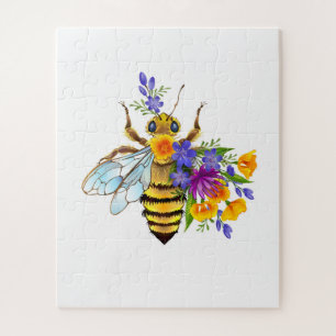 Bloem bij met wilde planten legpuzzel