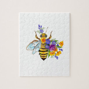 Bloem bij met wilde planten legpuzzel