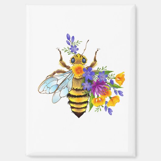 Bloem bij met wilde planten magneet (Voorkant)