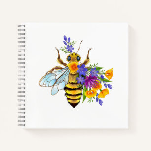 Bloem bij met wilde planten notitieboek