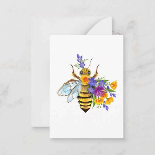 Bloem bij met wilde planten notitiekaartje (Voorkant)
