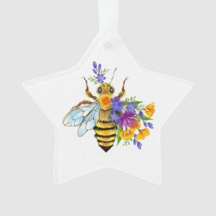 Bloem bij met wilde planten ornament