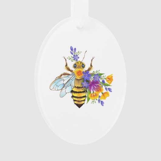 Bloem bij met wilde planten ornament (voorkant)
