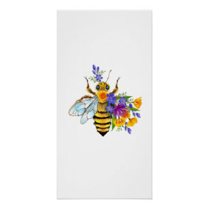 Bloem bij met wilde planten perfect poster