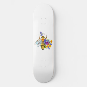 Bloem bij met wilde planten persoonlijk skateboard