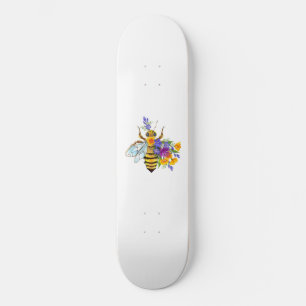 Bloem bij met wilde planten persoonlijk skateboard