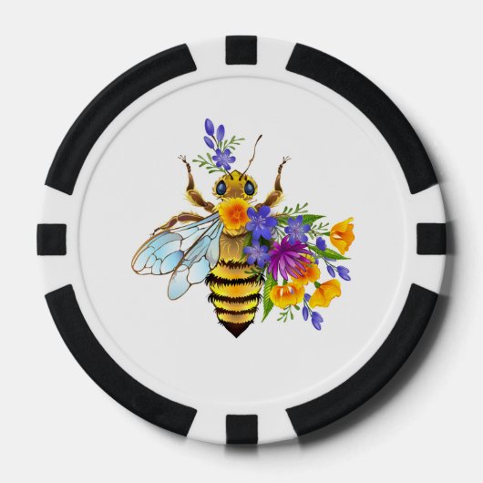 Bloem bij met wilde planten poker chips (Voorkant)