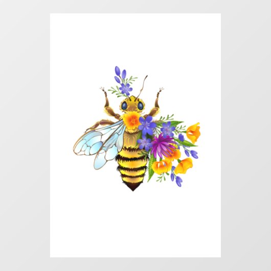 Bloem bij met wilde planten raamsticker (Vel)
