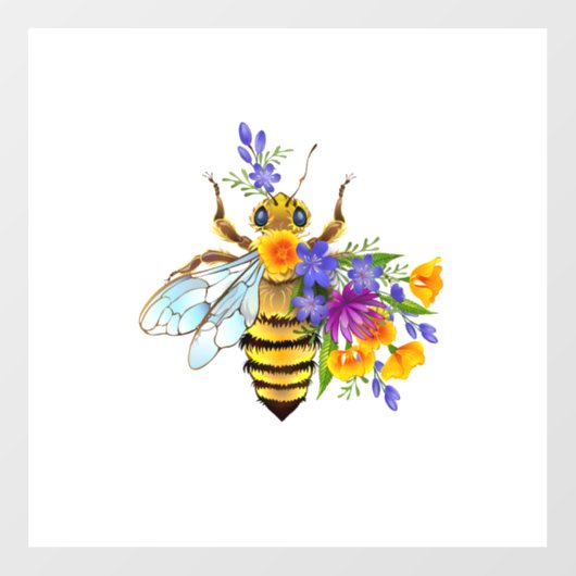 Bloem bij met wilde planten raamsticker (Vel)
