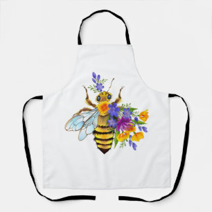 Bloem bij met wilde planten schort
