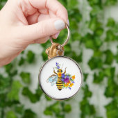 Bloem bij met wilde planten sleutelhanger (Hand)