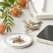 Bloem bij met wilde planten sleutelhanger (Zijkant)