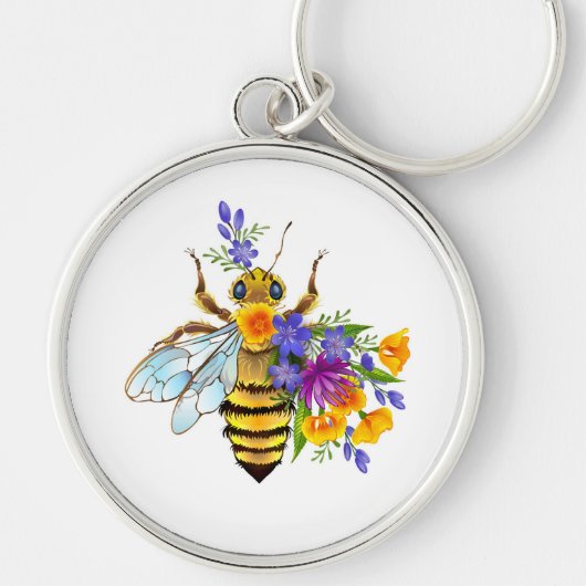 Bloem bij met wilde planten sleutelhanger (Voorkant)