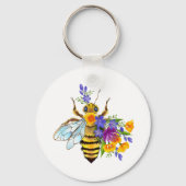 Bloem bij met wilde planten sleutelhanger (Achterkant)
