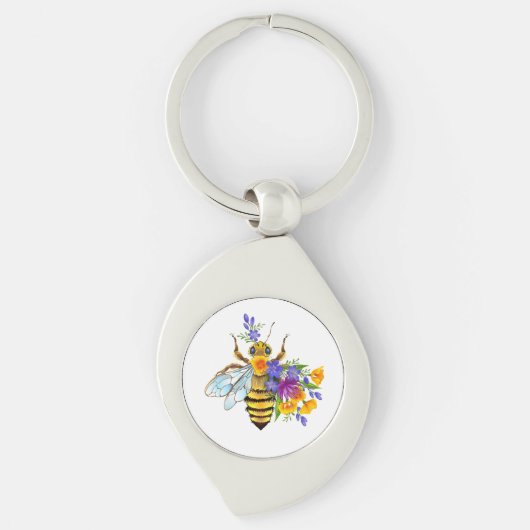 Bloem bij met wilde planten sleutelhanger (Voorkant)