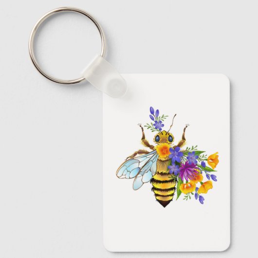Bloem bij met wilde planten sleutelhanger (Voorkant)