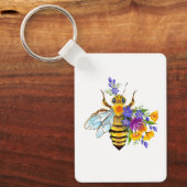Bloem bij met wilde planten sleutelhanger (Voorkant)