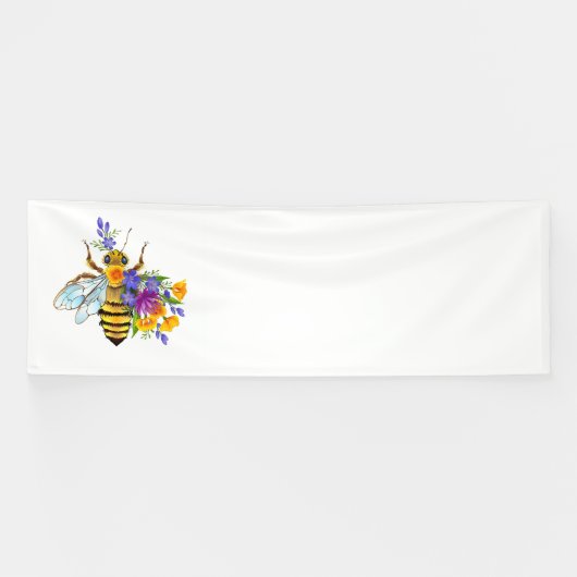 Bloem bij met wilde planten spandoek (Horizontaal)