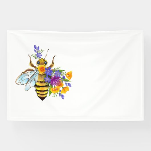 Bloem bij met wilde planten spandoek (Horizontaal)