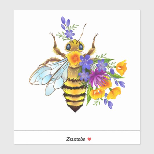 Bloem bij met wilde planten sticker (Vel)