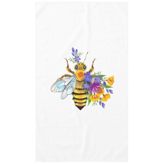 Bloem bij met wilde planten tafelkleed (Voorkant)