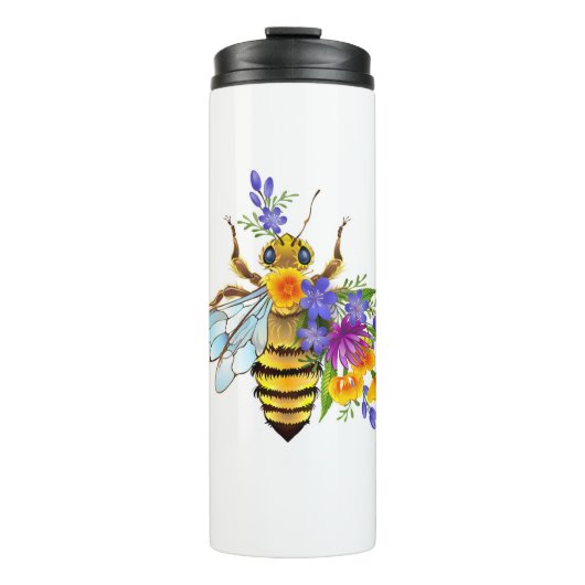 Bloem bij met wilde planten thermosbeker (Voorkant)
