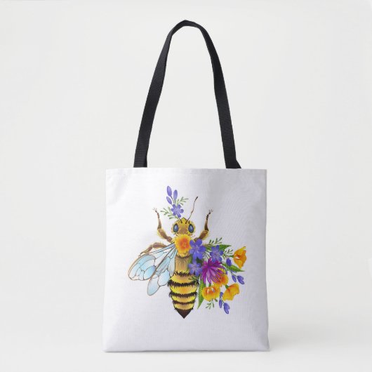 Bloem bij met wilde planten tote bag (Voorkant)