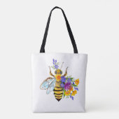 Bloem bij met wilde planten tote bag (Achterkant)
