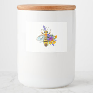 Bloem bij met wilde planten voedselcontainer etiket