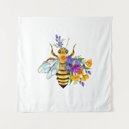 Bloem bij met wilde planten wandkleed (Voorkant)