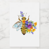 Bloem bij met wilde planten wijn etiket (Enkel label)