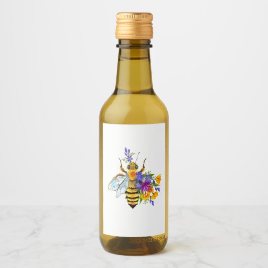 Bloem bij met wilde planten wijn etiket (Voorkant)