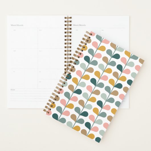 Bloem Blaadjes Wingerd Patroon Blauw Roze & Geel Planner (Display)