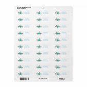 Bloem Blad & Turquoise Blauw Bloem Adreslabel Etiket (Full Sheet)