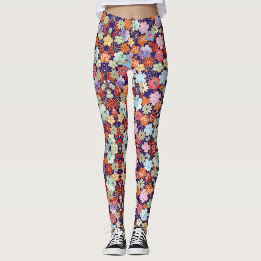 Bloem, bladeren en ontwerpen leggings (Voorkant)