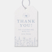 Bloem Blauw Baby Shower Bedank Geschenklabel Cadeaulabel (Voorkant)
