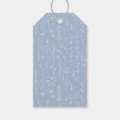 Bloem Blauw Baby Shower Bedank Geschenklabel Cadeaulabel (Achterkant)