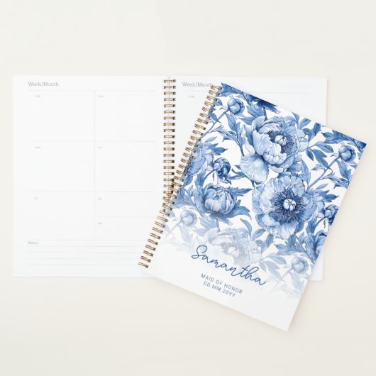 Bloem Blauw Bloemmotief Script Getuige Planner (Display)