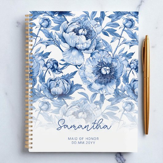Bloem Blauw Bloemmotief Script Getuige Planner
