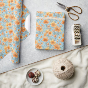 Bloem blauw cadeaupapier