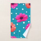 Bloem blauw en sinaasappel roze bad handdoek (Handdoek)