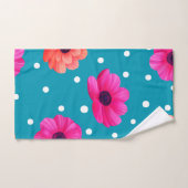 Bloem blauw en sinaasappel roze bad handdoek (Handdoek)